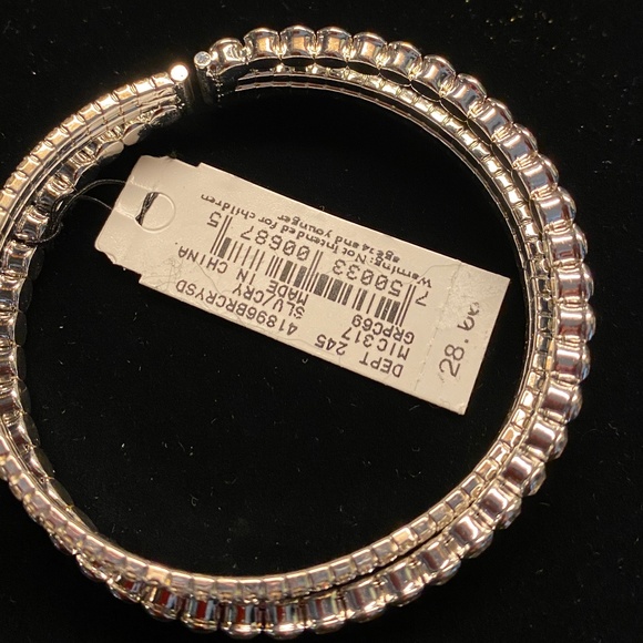 Cezanne Silver Color Rhinestone Cuff Bracelet with Box - Picture 3 of 7